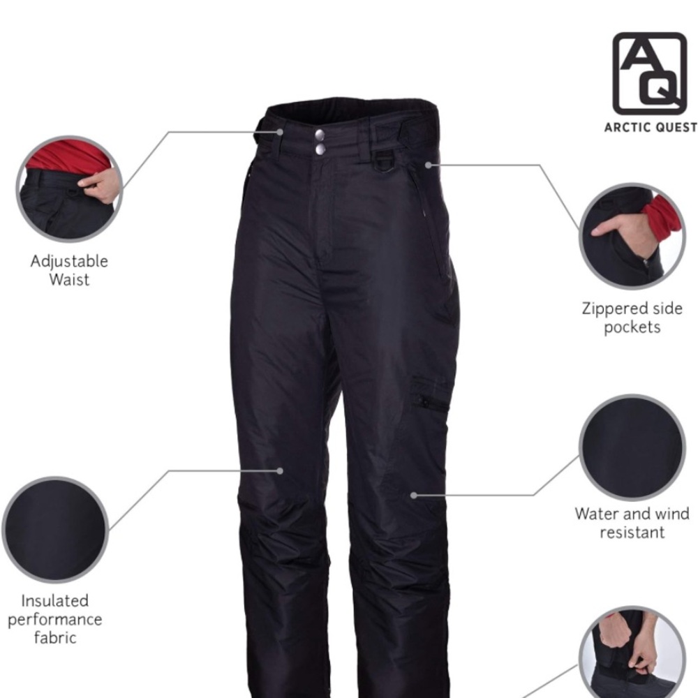 Arctic Quest Men’s snow,ski, snowboard waterproof pants. Size L, black cargos - Picture 6 of 8